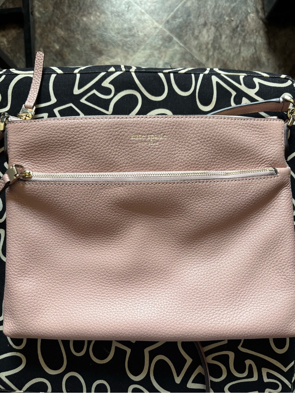 kate spade Blush Pink Pebbled Leather Crossbody with Gold Hardware